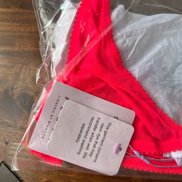 Savage X Fenty Pink Flash Flocked Logo Bralette & Brazilian Panty Set - Picture 6 of 16